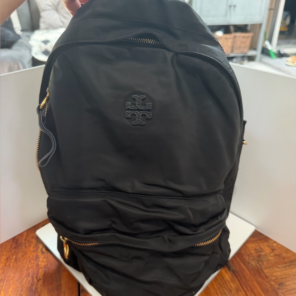 Tory Burch Black Backpack with Gold Accents